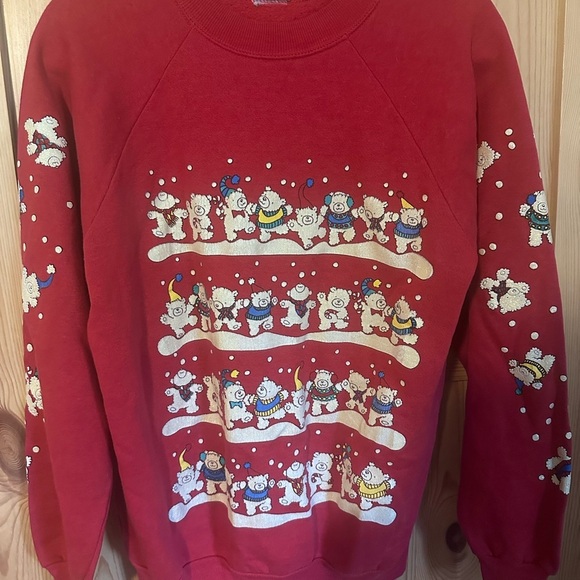 Red Crewneck Winter Christmas Sweater Size Large - Picture 4 of 9
